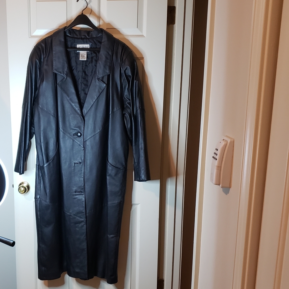 Long Genuine Leather Black Coat